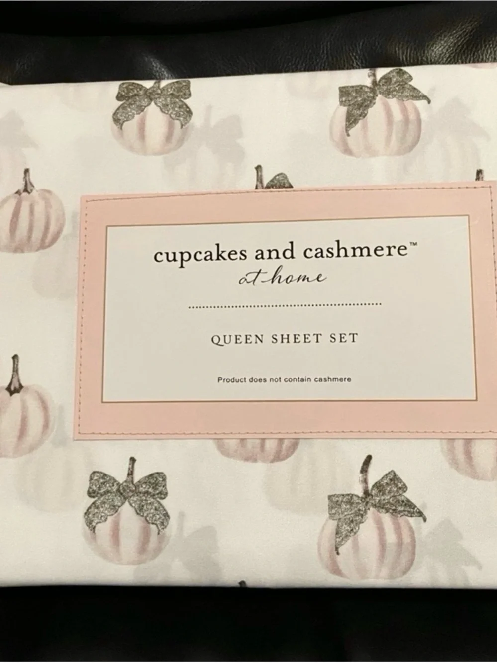 Halloween CUPCAKES & CASHMERE Pumpkin Lace Bow Queen Sheet Set